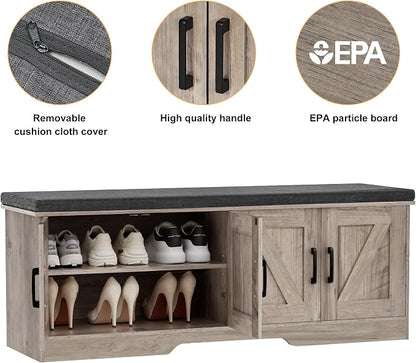 HOMSHO Farmhouse Shoe Storage Bench - Image 8