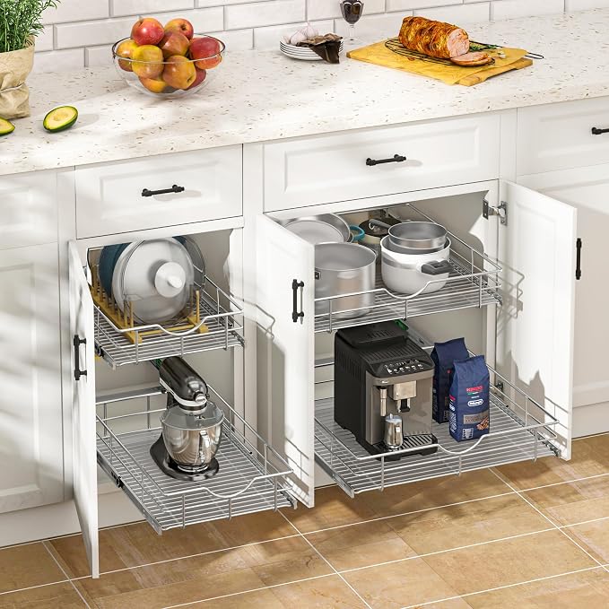 WelFurGeer Soft Close Slide Out Cabinet Shelf, Kitchen Shelf Organizer - Image 2