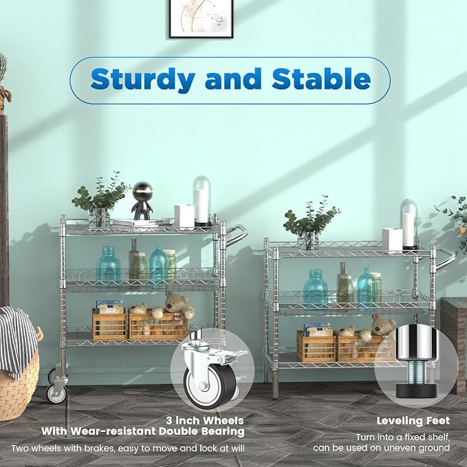 Leteuke 3 Tier Rolling Carts - Image 6