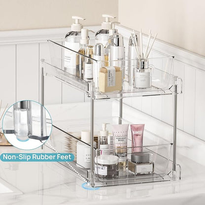 Vtopmart 4 Pack Bathroom Organizer, 2 Tier Clear Under Sink Organizers Vanity - Image 5