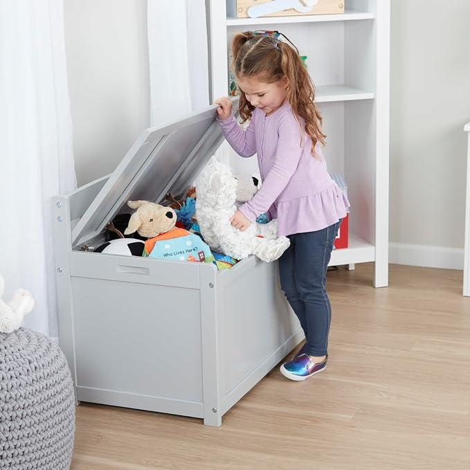 Melissa & Doug Toy Chest, Wooden Toy Storage Box - Image 6