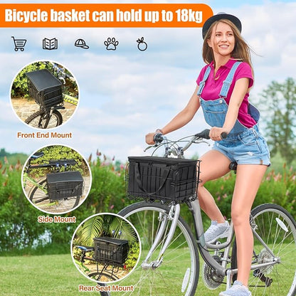 HOMEE Folding Rear Bike Basket Wire Mesh Fold-Up Detachable Front Bag Rear | - Image 6
