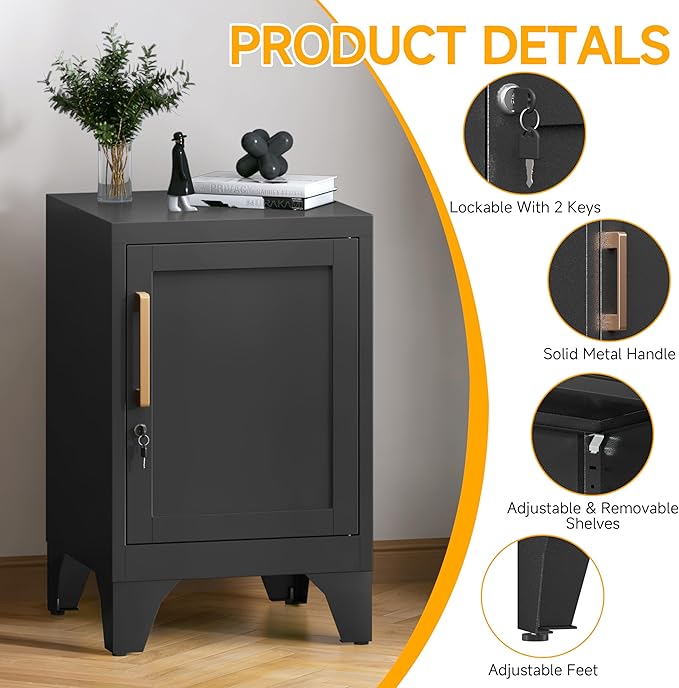 23.6" H Metal Locker Nightstand Set of 2, Small Side Table - Image 4