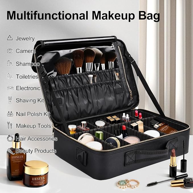 Large Travel Makeup Case, Professional Makeup Train Case Organizer, Portable - Image 5