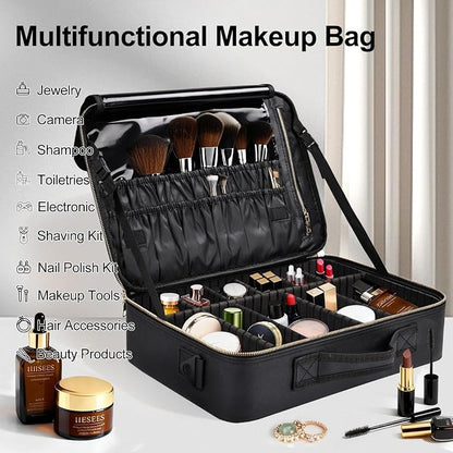 Large Travel Makeup Case, Professional Makeup Train Case Organizer, Portable - Image 5