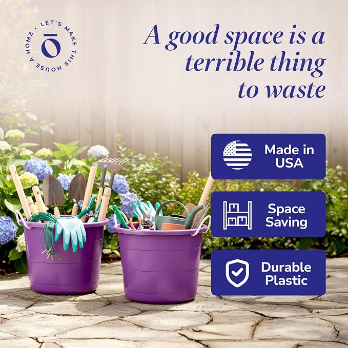 HOMZ 2-Pack Utility Tub, Large Plastic Storage Bucket - Image 5