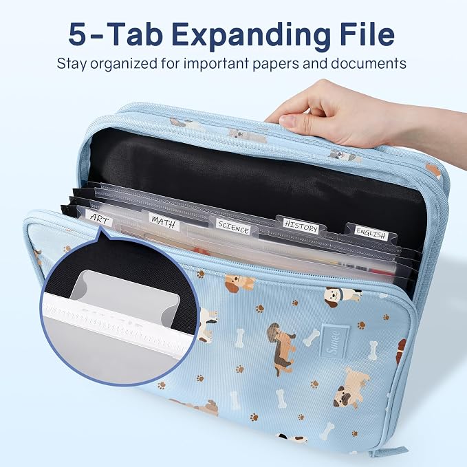 SUNEE Zippered Binder Bag with Handle, 2-Inch 3-Ring O-Ring, 500-Sheet Capacity - Image 2
