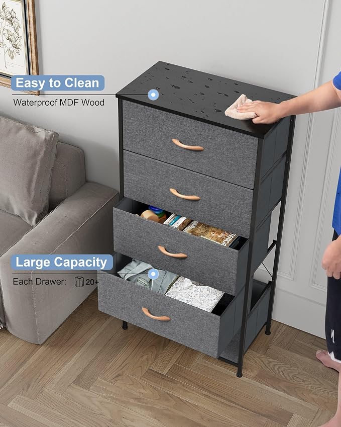 Tall Dresser, Wide Vertical Fabric Storage Organizer, 5 Drawers | Sturdy Steel - Image 9