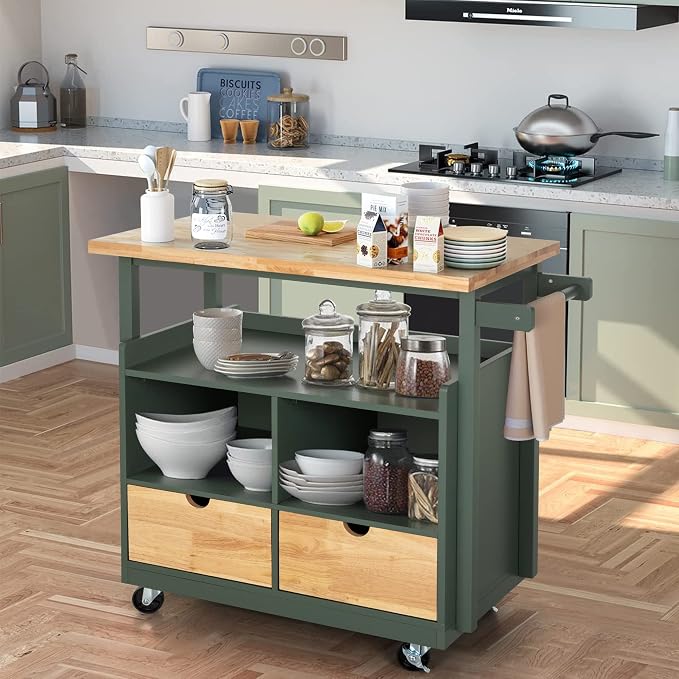 PHI VILLA Kitchen Island Cart on Wheels - Image 6