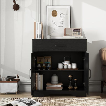 Panana Wooden Cabinet 1 Drawer and 2 Doors Storage Cupboard Coffee Bar - Image 4