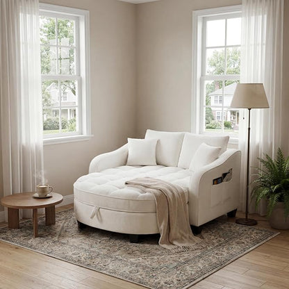 ERYE Chenille Tufted Loveseat Sofa and Ottoman Set, Tufted Recliner Sleeper - Image 13