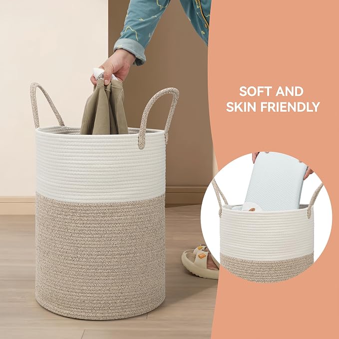 58L Cotton Rope Laundry Basket, Woven Storage Basket - Image 7