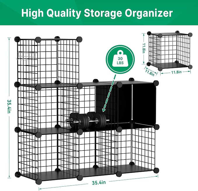 Wire Cube Storage Organizer, 6 Cubes Converted into 7 Cubes, Sturdy Metal Grids - Image 3