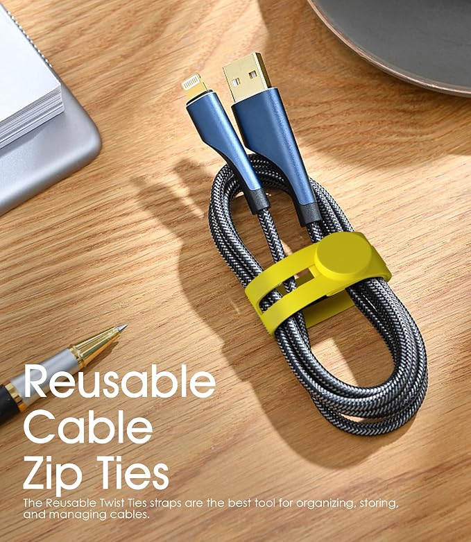 40Pcs Nearockle Reusable Cable Ties, Adjustable Silicone Cord Organizer Small - Image 6
