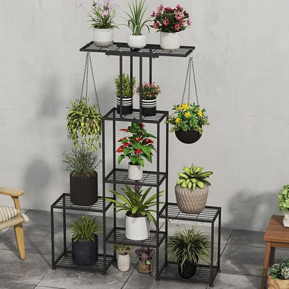 Plant Stand Indoor Outdoor, Metal 6 Tier Tall Hanging Plant Shelf - Image 3
