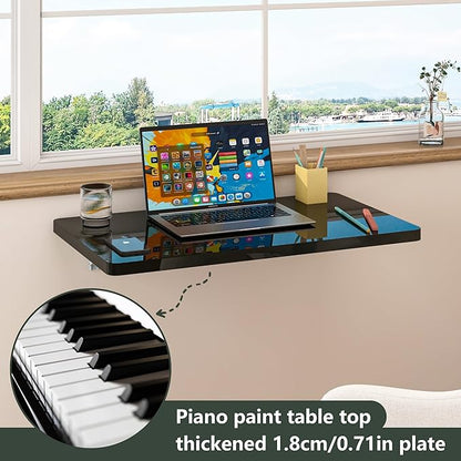 Clikuutory Black Wall Mounted High Gloss Folding Table 23.6" L x 15.7" W - Image 3
