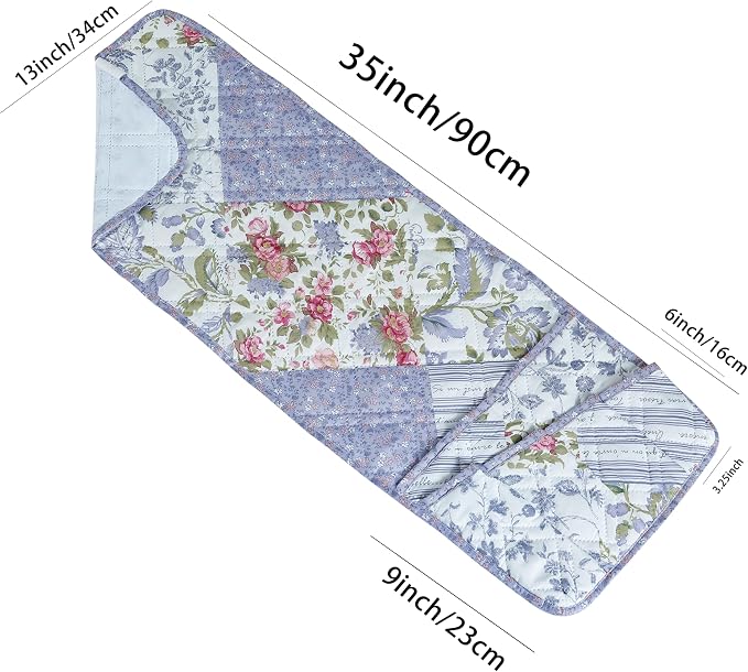 Brilliant Sunshine Rose Violet Patchwork Couch Armrest 5 Pockets Organizer - Image 5