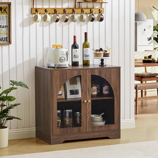 27" Floor Storage Cabinet, Mid-Century Wood Sideboard Buffet Cabinet by SUJOUCRAFT