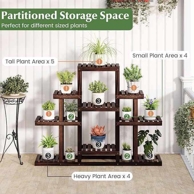 Giantex Plant Stand Indoor & Outdoor, 6 Tier Wood Flower Pot Stand - Image 4