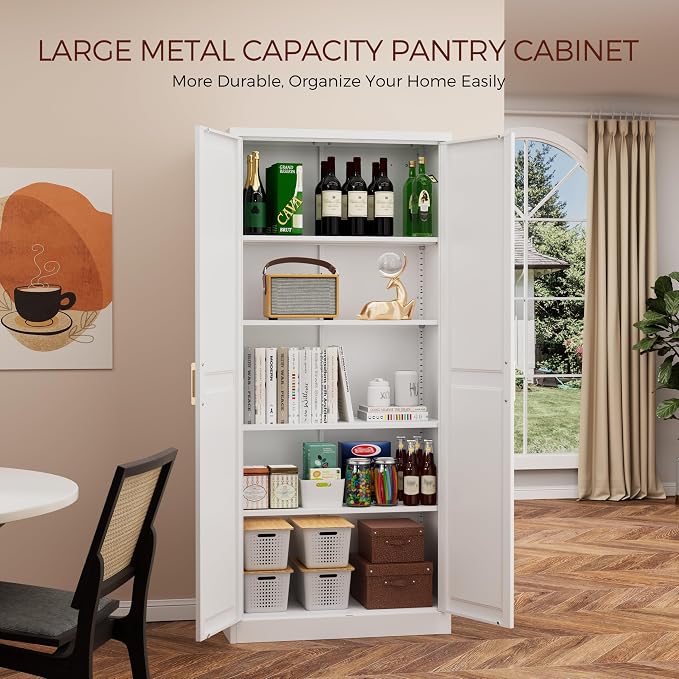 71" Tall Metal Kitchen Pantry Cabinet, Storage Cabinet - Image 9
