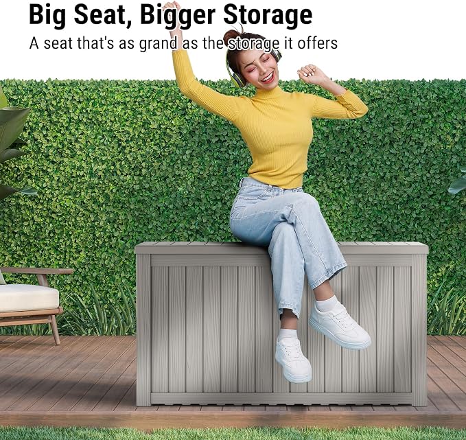 Mars Villa 180 Gallon Outdoor Storage Box Waterproof, Extra Large Resin Deck Box - Image 8