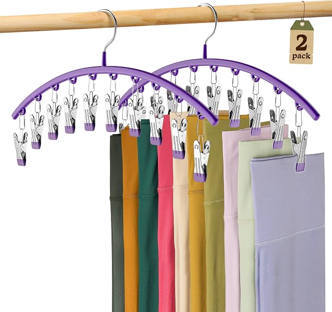 Volnamal Legging Organizer for Closet, 2 Pack Metal Yoga Pants Hanger-Purple | by Volnamal