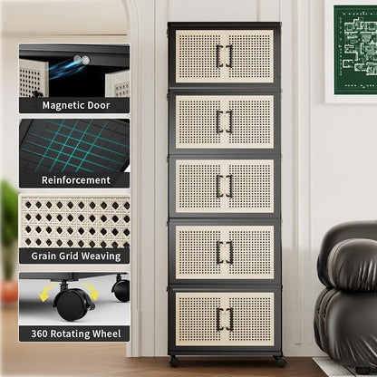 Stackable Storage Bins with Lids, Collapsible Plastic Storage Box Closet - Image 4