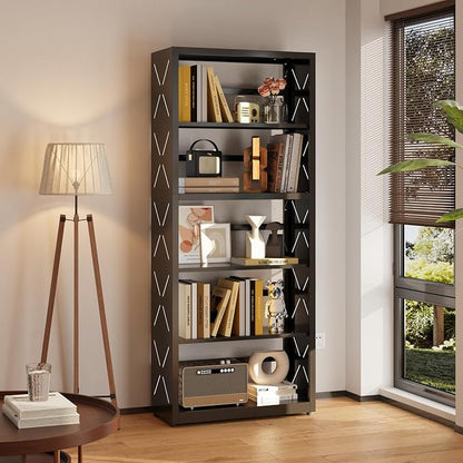 Industrial Bookshelf, 5 Tier Bookcase, Home Office Bookcase Shelf Storage - Image 2