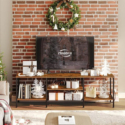 HOOBRO TV Stand with Power Outlets to 75 Inches, TV Console Table with Open - Image 2
