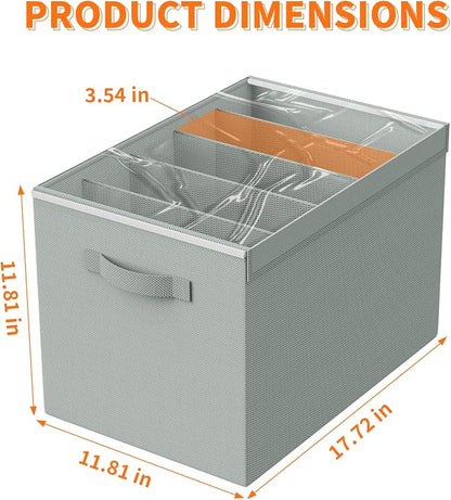 Aokeyee 4 Packs Grey Clothes Organizer 5 Divided Wardrobe Closet Storage | - Image 8