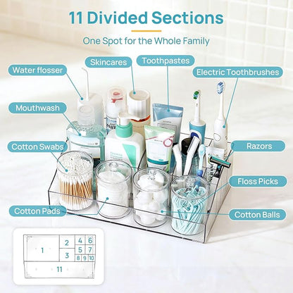 Vtopmart 5 PCS Bathroom Countertop Organizer Sets | 1 Divided Tray, 4 Qtip - Image 4