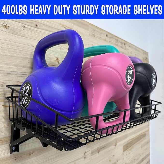 ULIBERMAGNET Large Folding Garage Shelf, Heavy Duty Wire Basket Storage Shelving - Image 3