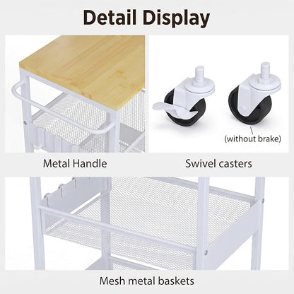 Rolling Utility Cart, 4 Tier 11.8" Wide Metal Storage Cart - Image 5