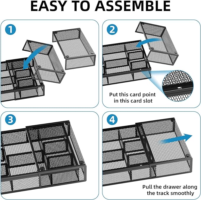 Marbrasse Expandable Desk Drawer Organizer, Mesh Drawer Organizer Tray - Image 7
