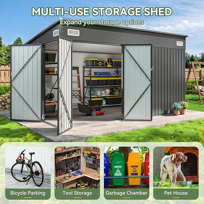 Aoxun 12'x7.3' Outdoor Storage Shed - Image 6