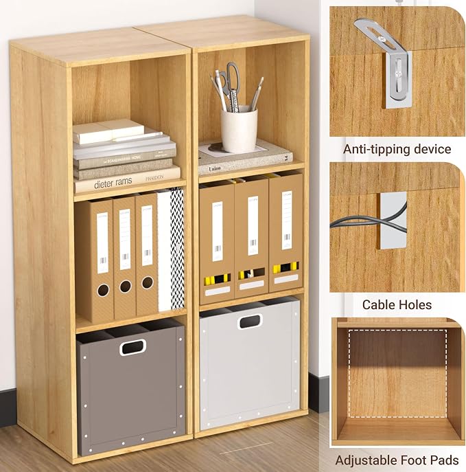 3 Cube Storage Organizer, Cube Shelf，3 Tier Cube Low Bookcase Freestanding - Image 8