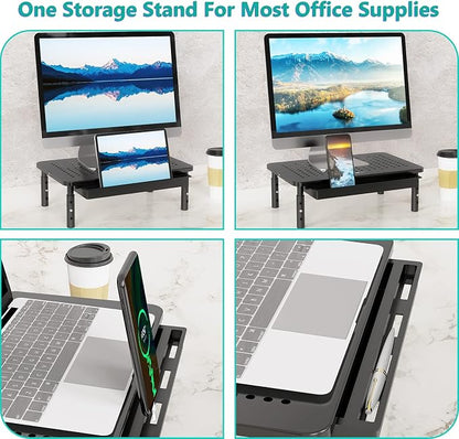 WALI Dual Monitor Stand with Storage, Desk Monitor Riser 3 Height Adjustable - Image 4