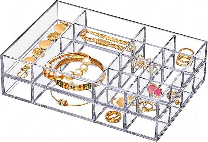 Amazing Abby - Jewel - 2-Pack Acrylic Jewelry Organizer, Plastic Jewelry Tray - Image 2