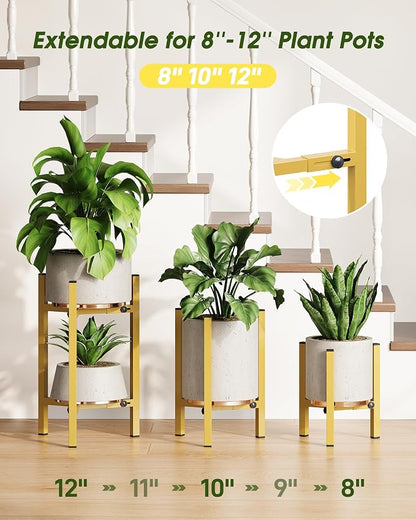 3 Pack Plant Stand Indoor Adjustable, Metal Modern Indoor Plant Stand, Heavy - Image 3
