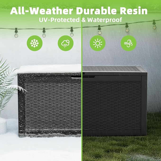 EasyUp 120 Gallon Outdoor Storage Box Waterproof, UV Resistant Resin Deck Box - Image 4