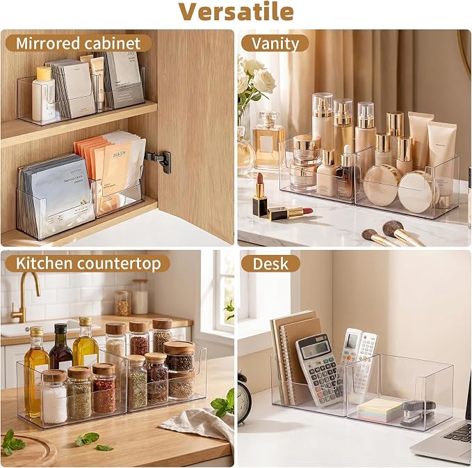 PAVSTINE 2 Pack Clear Medicine Cabinet Organizer, Slim Open Face Mask Storage - Image 7