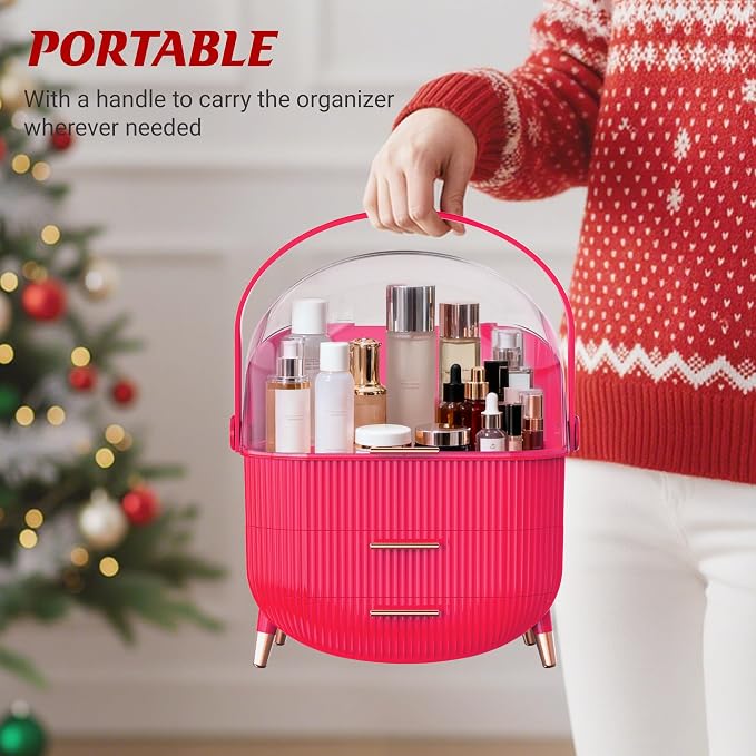 MASSY Egg Shape Makeup Storage Box, Countertop Portable Vanity Cosmetics - Image 7