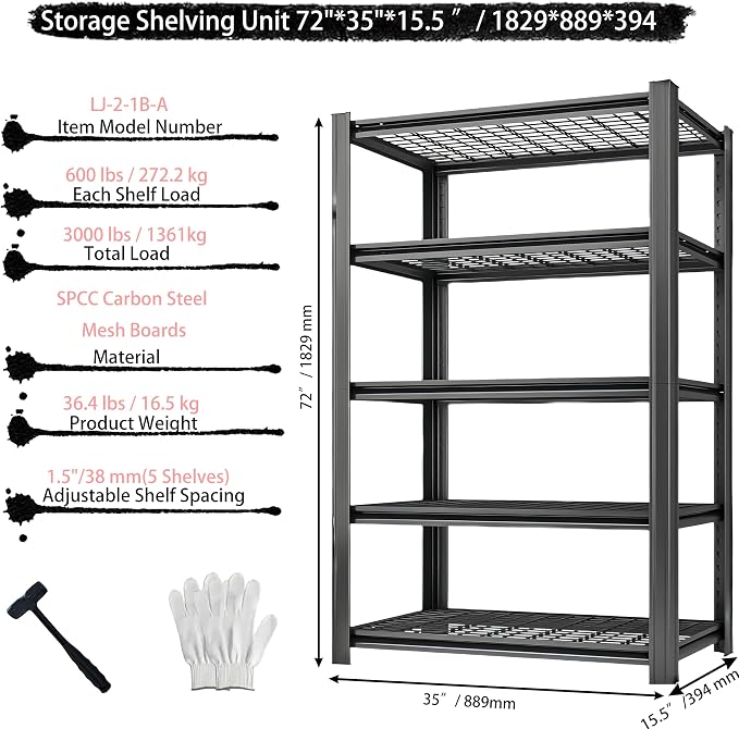 Standing Shelf Units Heavy Duty Storage Rack Industrial Wire Mesh Shelving - Image 3