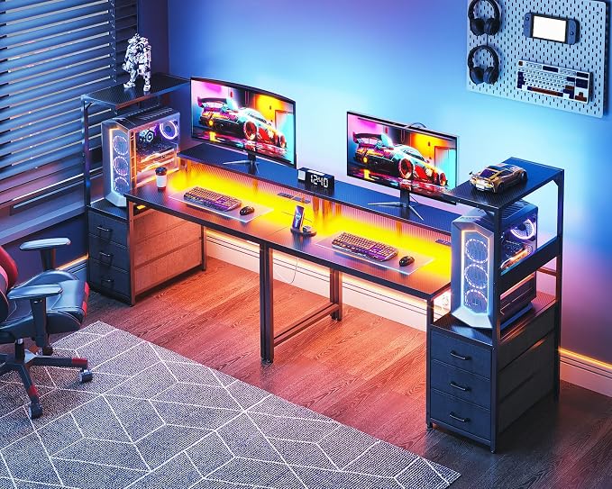 AODK 52 Inch Gaming Desk with USB Charging Ports & LED Light- Reversible - Image 8