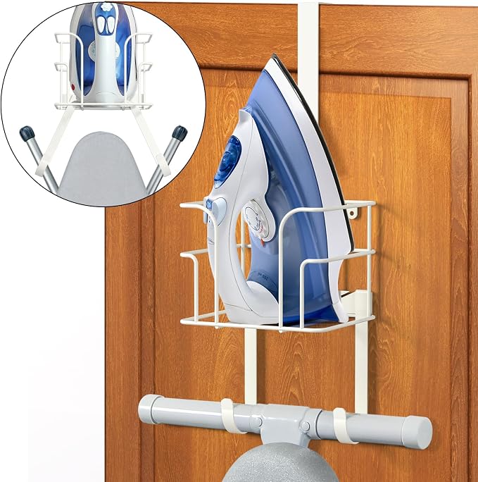 ORLESS Over The Door/Wall Mount Ironing Board Hanger, Laundry Room Iron and - Image 2