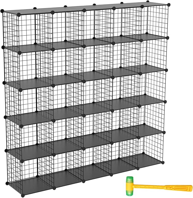 TUMUCUTE Wire Cube Storage Organizer, 25-Cube Metal Storage Shelves Bookshelf by Worththetrustofeverycusto