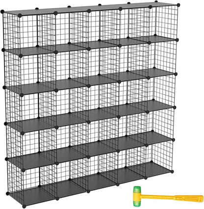 TUMUCUTE Wire Cube Storage Organizer, 25-Cube Metal Storage Shelves Bookshelf by Worththetrustofeverycusto
