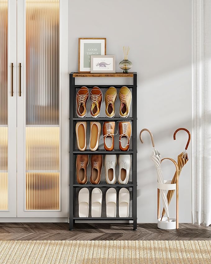 CHOEZON Shoe Rack, 5-Tier Slanted Shoe Rack, Narrow Shoe Storage Shelf - Image 2