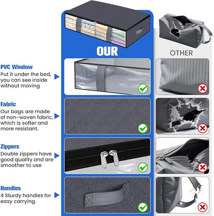 Under Bed Storage Containers, 4 Pack Blanket Storage Bags, Collapsible Storage - Image 6