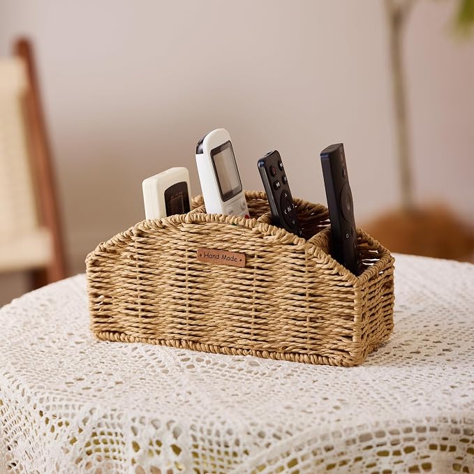 Handwoven Remote Control Holder Basket - Image 2